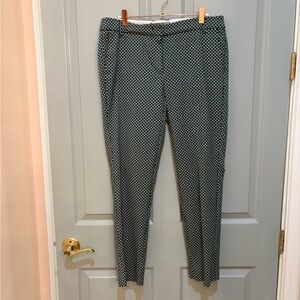 MARELLA Teal and White Geometric Ankle Pants